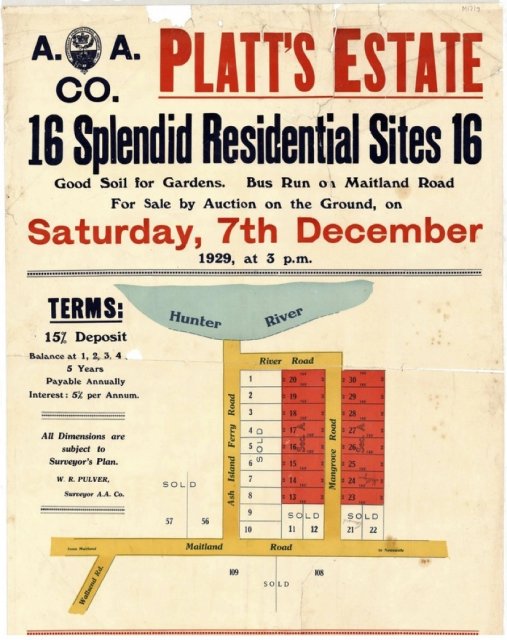 Proposed development of Platt's Estate 1929. Univ of Newcastle Cultural Collections